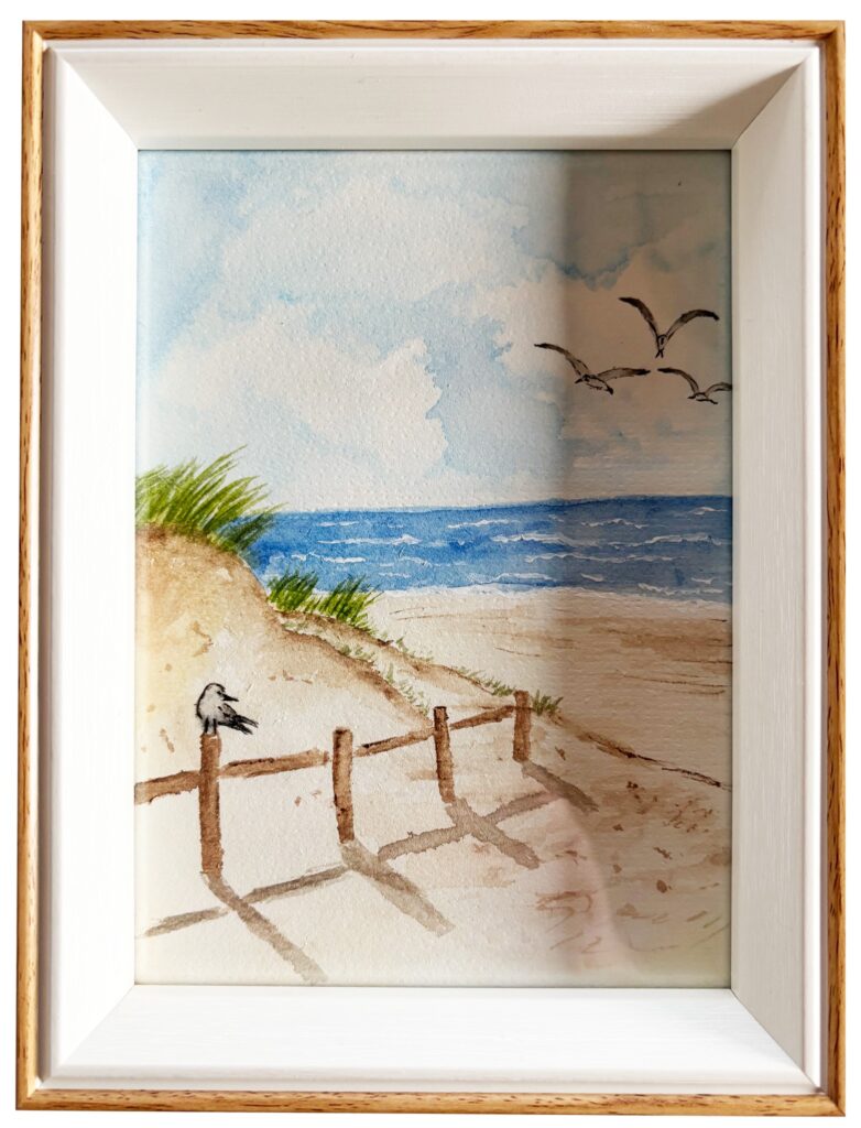 strandblick – aquarellbild mit meeresstimmung